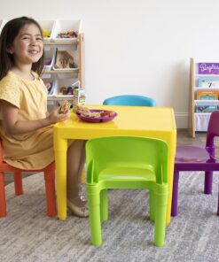 Humble Crew Kids Plastic 4 Set, Yellow Table/Vibrant Chairs 28 91t6Dm4S1OS