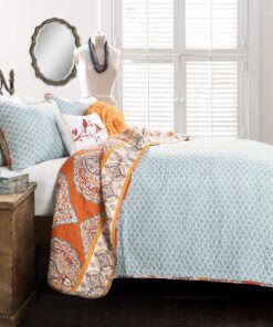 Lush Décor Harley Quilt Damask Pattern Reversible 5 Piece Bedding Set, King, Tangerine 34 91t6kA2Tg L