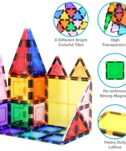 PicassoTiles 100 Piece Set 100pcs Magnet Building Tiles Clear Magnetic 3D Blocks Construction Playboards, Creativity Beyond Imagination, Inspirational, Recreational, Educational Conventional 42 91t75XFy4L