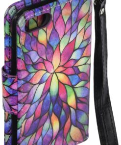 Alternative view of [GW USA] Pu Leather Wallet Case Compatible for iPhone 8 Case,iPhone 7 Case, Flip Folio [Kickstand] with ID&Credit Card Slot for iPhone 8/7 - Rainbow Flower