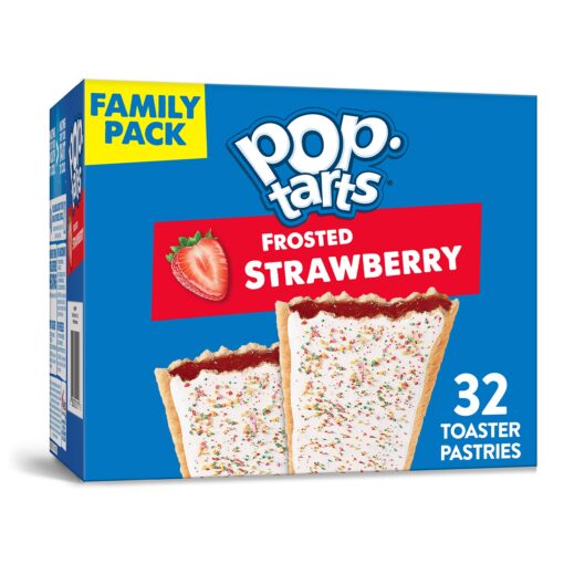 Kellogg's Pop-Tarts Frosted Strawberry Toaster Pastries, Fun Breakfast for Kids, Family Pack, (32 Toaster Pastries), 54.1 oz 1.68 Pound (Pack of 2)