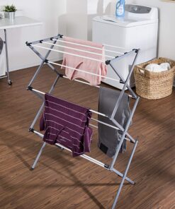 Honey-Can-Do Deluxe Metal Collapsible Clothes Drying Rack, 50 lbs, 29" x 14.2" x 42.1", White & Grey White and Grey 29 91tI2SL8 WL 2