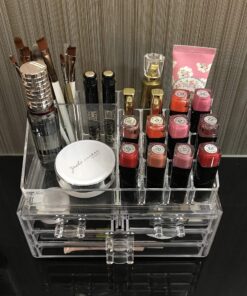 Ikee Design Clear Acrylic Makeup Organizer, Elegant Makeup Storage Organizer for a Stylish Vanity, Bathroom, or Dresser Décor, Clear Design for Easy Visibility and Quick Access 1) 1 Top 4 Drawers 45 91tNsu3OKJL
