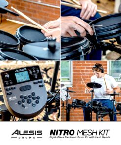 Alesis Nitro Mesh Kit - Electronic Drum Set with Quiet Mesh Pads, USB MIDI, Kick Pedal and Rubber Kick Drum, 40 Kits, 385 Sounds, Drum Lessons 1st Generation 43 91tQlu2GyAL