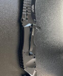 MTech USA – Spring Assisted Folding Knife – Black Stainless Steel Blade and Black Aluminum Handle with Rope Cutter, Glass Punch and Pocket Clip - Hunting, Camping, Survival, Tactical, EDC – MT-A845BK Black Blade 47 91tRacA2OKL