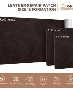 ONine Leather Repair Patch,Self-Adhesive Couch Patch,Multicolor Available Scratch Leather 8X11 Inch Peel and Stick for Sofas, Car Seats Hand Bags Jackets(New Dark Brown) 8" x 11" New Dark Brown 28 91tSLQTJDBL