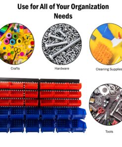 Wall-Mounted Garage Storage Bins - 30 Compartments for Garage Organization, Craft Supply Storage, Tool Box Organizer Unit by Stalwart (Red/Blue) 20 91tfs0zNgnL