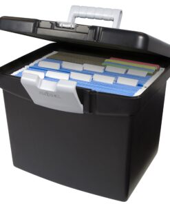 Storex 61504B02C Portable File Box with XL Lid, 11 x 13-1/2 x 11 Inches, Black Letter Size with XL Lid 16 91tibs fFcL