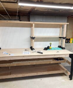 2x4basics 90164MI Custom Work Bench and Shelving Storage System, Black Work Bench with Shelf 76 91tiegsqMmL