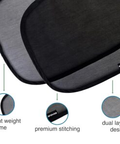 Enovoe Car Window Shades for Baby (21"x14") - 4 Pack - Sun Shade Blocker, Cling Window Cover - Glare Shield and UV Rays Protection for Your Child - Side Window Screens for SUV- Mesh Car Window Shade Black 28 91trTYD91JL
