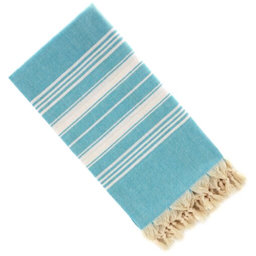 Dandelion - Basic Pattern - 100% Naturally-Dyed Cotton Turkish Towel Peshtemal - 71x39 Inches - Miami Blue