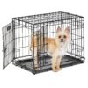 MidWest Homes for Pets Small Dog Crate, Life Stages 24' Double Door Folding Metal Dog Crate | Divider Panel, Floor Protecting Feet, Leak-Proof Dog Pan| 24L x 18W x 19H Inches, Small Dog Breed 24.0"L x 18.0"W x 19.0"H Lifestages; Double Door
