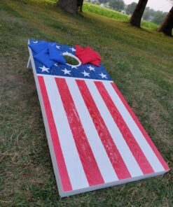 GoSports Flag Series Wood Cornhole Sets – Choose American Flag or State Flags – Includes Two Regulation Size 4 ft x 2 ft Boards, 8 Bean Bags, Carrying Case and Rules America 46 91tw5A4yJL