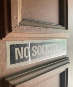 Headline Sign - Self-Stick Sign, NO SOLICITING" Sign, 2 x 8 Inches, Black and Gold, Made in USA (9369) 18 91u97BEP9HL