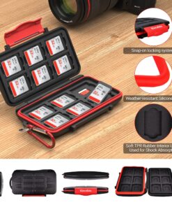 Kiorafoto Professional Water-Resistant Anti-Shock Holder Storage SD SDHC SDXC TF Memory Card Case Protector Cover with Carabiner for 12SD Cards & 12 Micro SD Cards for 12 SD + 12 Micro SD 37 91u9cq8uqdL 1