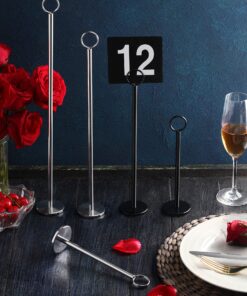 New Star Foodservice 23244 Ring-Clip Table Number Holder/Number Stand/Place Card Holder, 12-Inch, Set of 12 Silver 25 91uJIEhYy0L