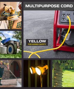 IRON FORGE CABLE 100 Foot Outdoor Extension Cord - 12/3 SJTW Heavy Duty Yellow 3 Prong Extension Cable, 15 AMP - Great for Garden and Major Appliances 100FT 17 91uKijCza0L