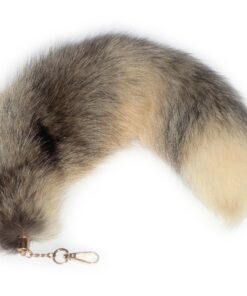 Alternative view of Fosrion Super Huge and Fluffy Golden Gray Fox Tail Fur Halloween Cosplay Toy Handbag Accessories Key Chain Ring Hook Tassels Style1