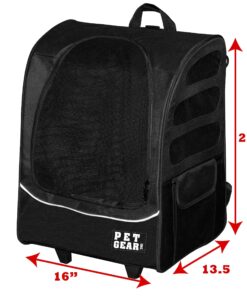 Pet Gear I-GO2 Roller Backpack, Travel Carrier, Car Seat for Cats/Dogs, Mesh Ventilation, Included Tether, Telescoping Handle, Storage Pouch 22.0"L x 13.5"W x 16.0"H 35 91uTq0Tr1NL