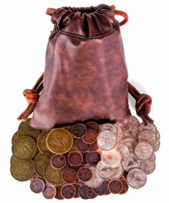 The Dragon's Hoard: 60 Real Metal Fantasy Coins with Leather Pouch | Board Game Accessory for Tabletop RPG Role-Play Strategy Games | Bronze, Silver, and Gold Colored Coins 24 91ui1ityL