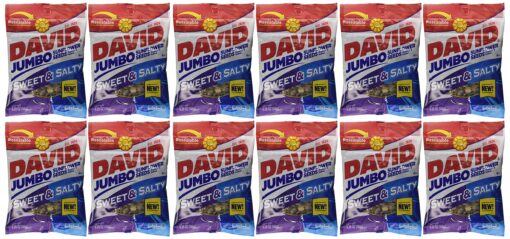 DAVID Sunflower Seeds Jumbo Sweet and Salty - Bag 5.25 oz each (12 Pack)