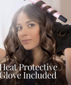 REMINGTON Pro Pearl Ceramic Conical Curling Wand, Digital Controls + 10 Heat Settings, Black/Pink, CI95AC4 1/2 - 1 Inch Black/Pink Tapered 33 91us7vkI7oL