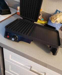 Nutrichef 2-in-1 Panini Press Grill & Griddle | Nonstick Coating, Temperature Control | Multiuse Countertop Sandwich Maker | Removable Drip Tray | 1500W | Compact Electric Griddle | 20.3 x 12.5 x 5.3 43 91v8jLM9ApL