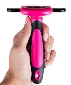 DakPets Pet Deshedding Tool | Professional Cat and Dog Brush for Shedding | Fur Deshedding Brush and Pet Hair Remover for Cats and Dogs | Stainless Steel Cat and Dog Shedding Brush for Pet Grooming Hot Pink 35 91v9q BZshL