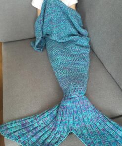 LAGHCAT Mermaid Tail Blanket Crochet Mermaid Blanket for Adult, Soft All Seasons Snuggle Mermaid Sleeping Bag Blankets 71"x35.5" Blue 34 91vMOGE0GwL