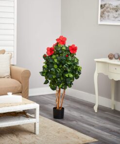 Nearly Natural 4’ Hibiscus Artificial Tree, 4ft, Green 21 91vOEn6UR6L