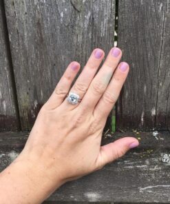 Amazon Collection Platinum-Plated Sterling Silver Infinite Elements Cubic Zirconia Asscher Cut Antique Ring 5 13 91vPFx9IxuL