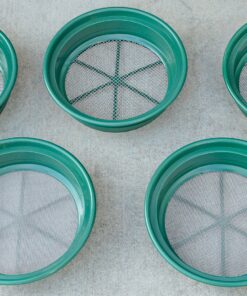 SE 13 1/4 Inch Stackable Classifier Gold Prospecting Pan Set - Includes 1/2" 1/4" 1/8" 1/12" and 1/20" Stainless Steel Mesh Sifting Pans, Green, 5 Pack 5 Pieces 24 91vRwB567sL