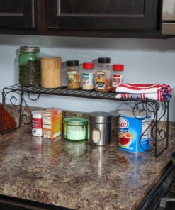 Expandable Scroll Metal 1 shelve,Over The Sink Shelf - Black 28 91vTcoeFMfL