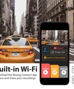 Rexing V1P 3rd Generation Dual 1080p Full HD Front and Rear 170 Degree Wide Angle Wi-Fi Car Dash Cam with Supercapacitor, 2.4" LCD Screen, G-Sensor, Loop Recording, Mobile App V1P Gen3 23 91vaxU9O oL