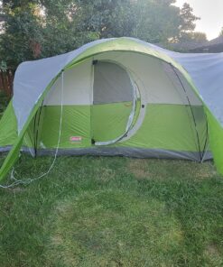 Coleman Montana Camping Tent, 6/8 Person Family Tent with Included Rainfly, Carry Bag, and Spacious Interior, Fits Multiple Queen Airbeds and Sets Up in 15 Minutes Green 8-Person 49 91vfA3i PRL