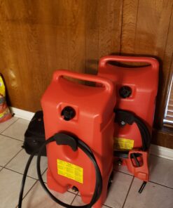 Scepter 14 Gallon Portable On Wheels Gas Fuel Tank Containers with LE Fluid Transfer Siphon Pump and 10 Foot Long Hose, 2 Pack 24 91vfRuF5E0L