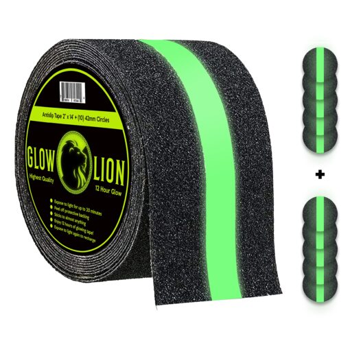 Anti Slip Tape Outdoor Stair Treads Non-Slip Grip Tape for Stairs, Glow in Dark Tape: Waterproof, Reflective, Safety & Traction Tread Tape by Glow Lion 2" Anti-Slip Tape