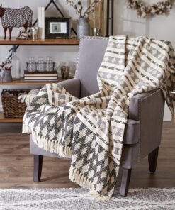 DII California Casual, Colby Southwest Woven Throw, Black & Gray, 50x60 50x60" 30 91vxab82h0L 2