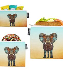 Artovida Neoprene Reusable Sandwich & Snack Bags, Monika Strigel Elephant, Unisex, 15in Monika Strigel - Elephant 9 91vyci1cpiS