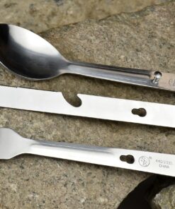 Alternative view of SE 4-in-1 Detachable Stainless Steel Utensil Set - Spoon, Fork, Knife, Bottle Opener - 6.5" Length, Compact for Camping, Hiking, Travel - Includes Clear Pouch - KC7043FSK
