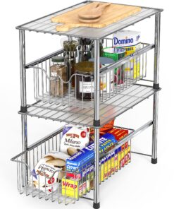 DecoBros Stackable Under Sink Cabinet Sliding Basket Organizer Drawer,Chrome Chrome 27 91w69eIxwL