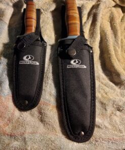 Mossy Oak 2-piece Bowie Knife, Fixed Blade Hunting Knife with Leather Handle, Sheath Included 61 91wDZhFGaIL