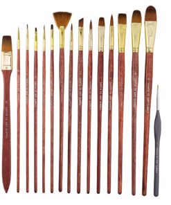 Santa Fe Art Supply Paint Brush Set W/Carrying Case-Organizer - 15+1 Professional Grade Wood Paintbrush Kit Perfect for Watercolor, Oil, Ink, Face - Creative Art Brushes & Craft Supplies for Artists 29 91wFDnLY6QL