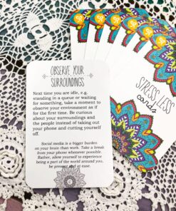 Sunny Present Stress Less Cards - 50 Mindfulness & Meditation Exercises - Helps Relieve Stress and Anxiety - The Original Deck 15 91wKRWjyHyL