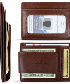 Viosi Money Clip Slim Leather Wallet For Men Front Pocket Rfid Blocking Card Holder With Rare Earth Magnets Brown 10 91wgm1VgWwL