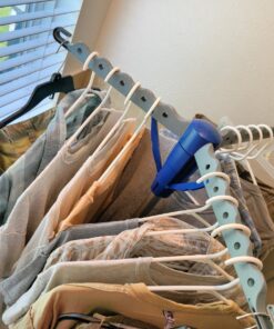 Household Essentials 5009-1 Collapsible Portable Indoor Tripod Clothes Drying Rack for Hanging Laundry | Silver and Blue Medium 47 91wmrEgW0lL