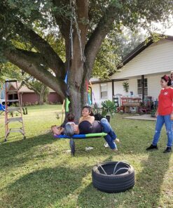 Sorbus 40" Saucer Swing for Kids - 220lbs Outdoor Swing Fun- Tree Glider Therapy Swing for Kids- Adjustable Ropes & Durable Swing Seat- Trampoline Net Swing for Swing Set,Backyard,Indoor/Outdoor,Gift 40 Inch 35 91wov1oPw L