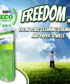 Nano Towels Cleaning Cloths - Cleans with Only Water - Wipes Away Dust, Spills & Grime Instantly Without Chemicals Paper Or Microfiber Supplies. Kitchen, Bathroom, Glass 14x14” 4-Pack Green 28 91wqL2WTBML