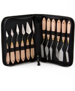Palette Painting Knife Set 12 Pack with Carrying Case- Stainless Steel Art Paint Knives 14 91wwRLgRc5L