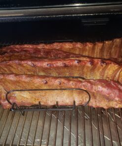 Sorbus® Non-Stick Rib Rack - Porcelain Coated Steel Roasting Stand – Holds 4 Rib Racks for Grilling & Barbecuing - Perfect BBQ Accessories for Smoker and Grill - Durable and Convenient Design (Black) 33 91x41jjDyLL